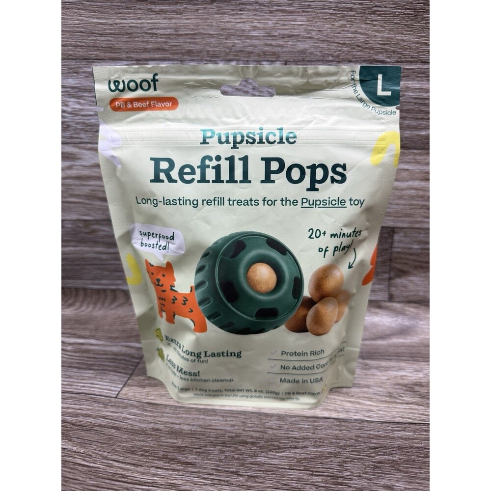 2 Packs Woof Pupsicle Refill Pops - Low-Mess Dog Snack Peanut Butter & Beef Lg - Picture 6 of 10